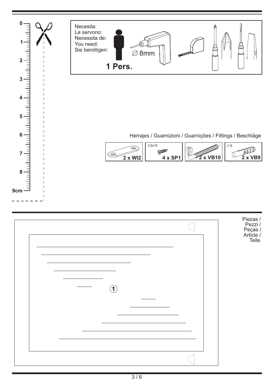 1 pers, E 8mm | Miomare Spiegel User Manual | Page 3 / 6