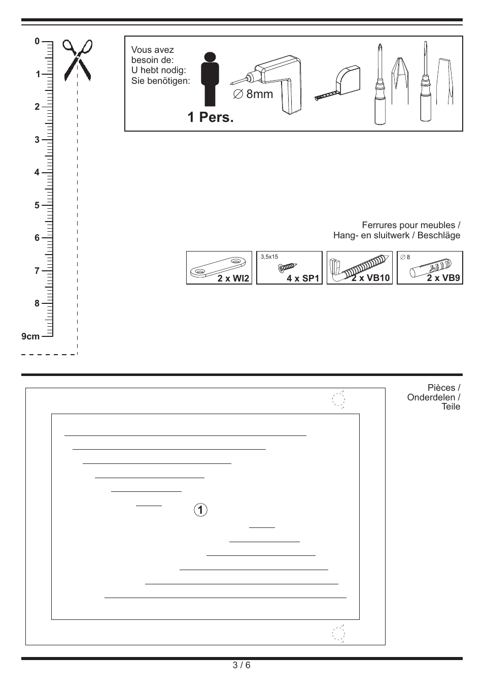 1 pers, E 8mm | Miomare Spiegel User Manual | Page 3 / 6