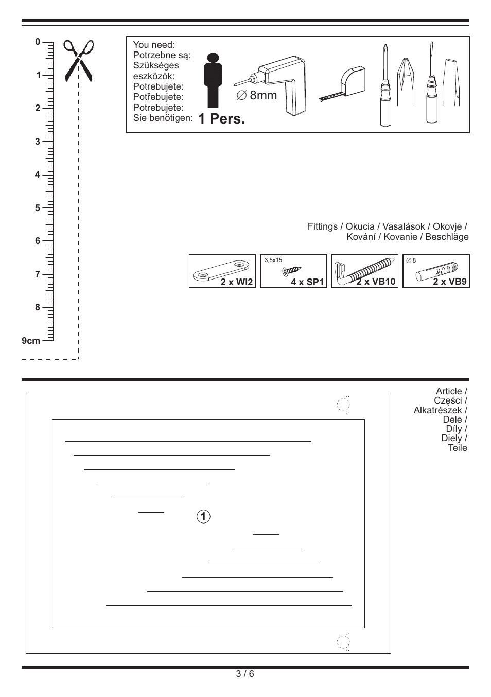 1 pers, E 8mm | Miomare Spiegel User Manual | Page 3 / 6
