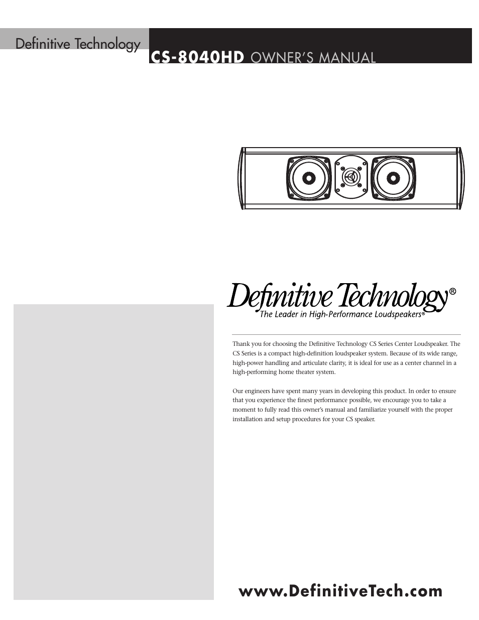 Definitive Technology CS-8040HD User Manual | 12 pages