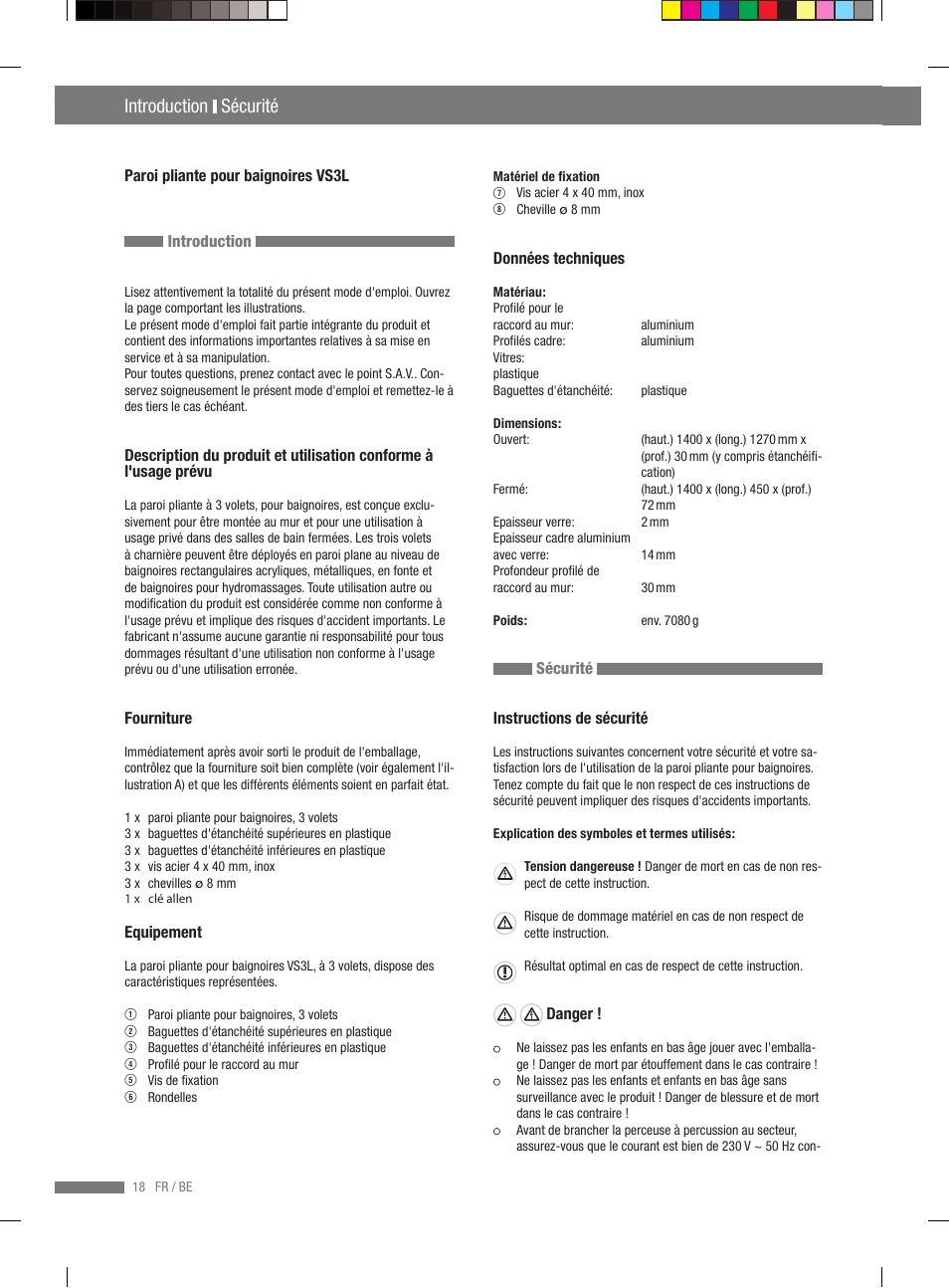 Sécurité montage, Introduction sécurité | Miomare VS3L User Manual | Page 16 / 70