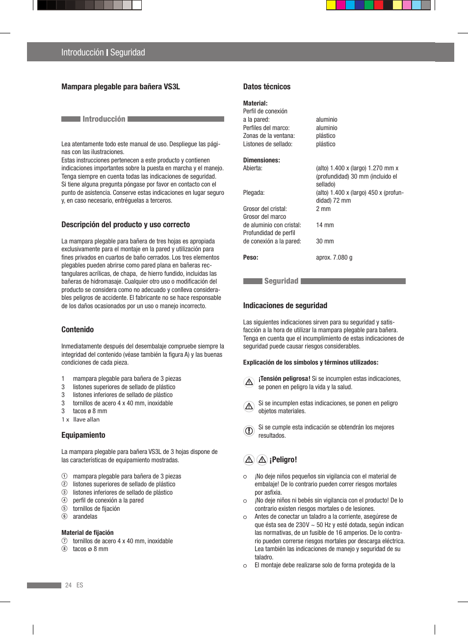 Seguridad montaje, Introducción seguridad | Miomare VS3L User Manual | Page 22 / 70