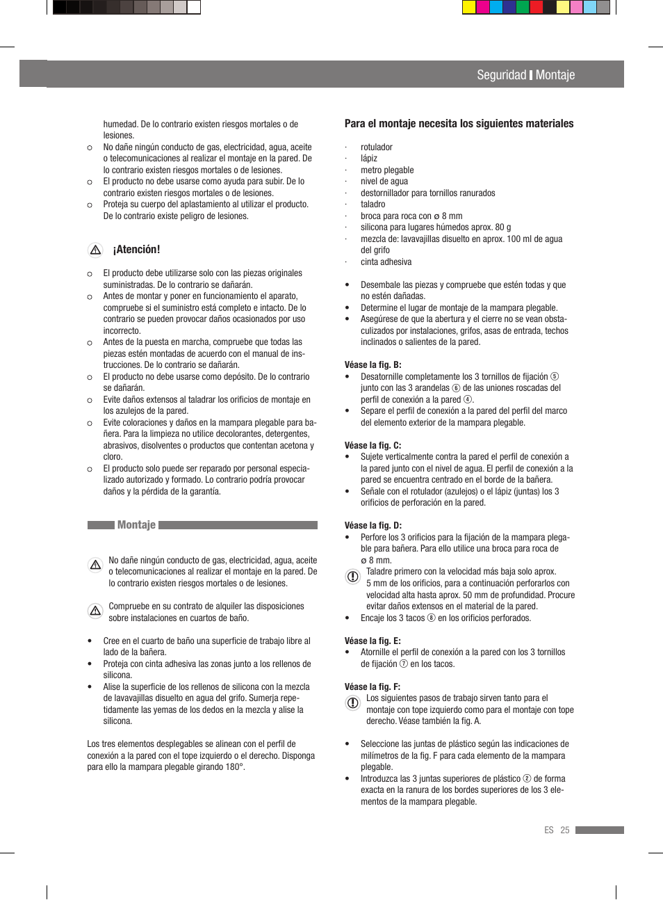 Seguridad montaje, Introducción seguridad | Miomare VS3L User Manual | Page 23 / 70