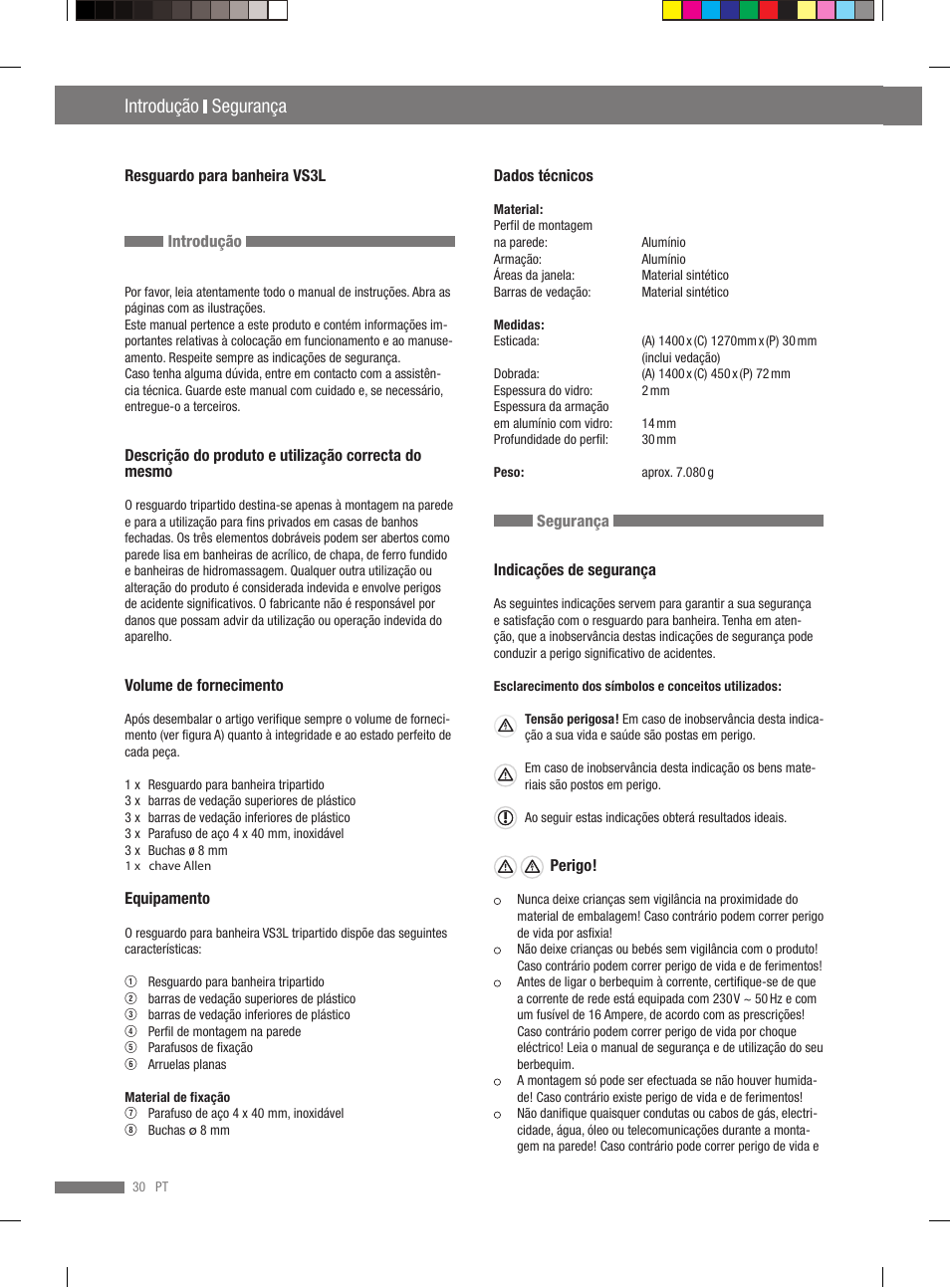 Segurança montagem, Introdução segurança | Miomare VS3L User Manual | Page 28 / 70