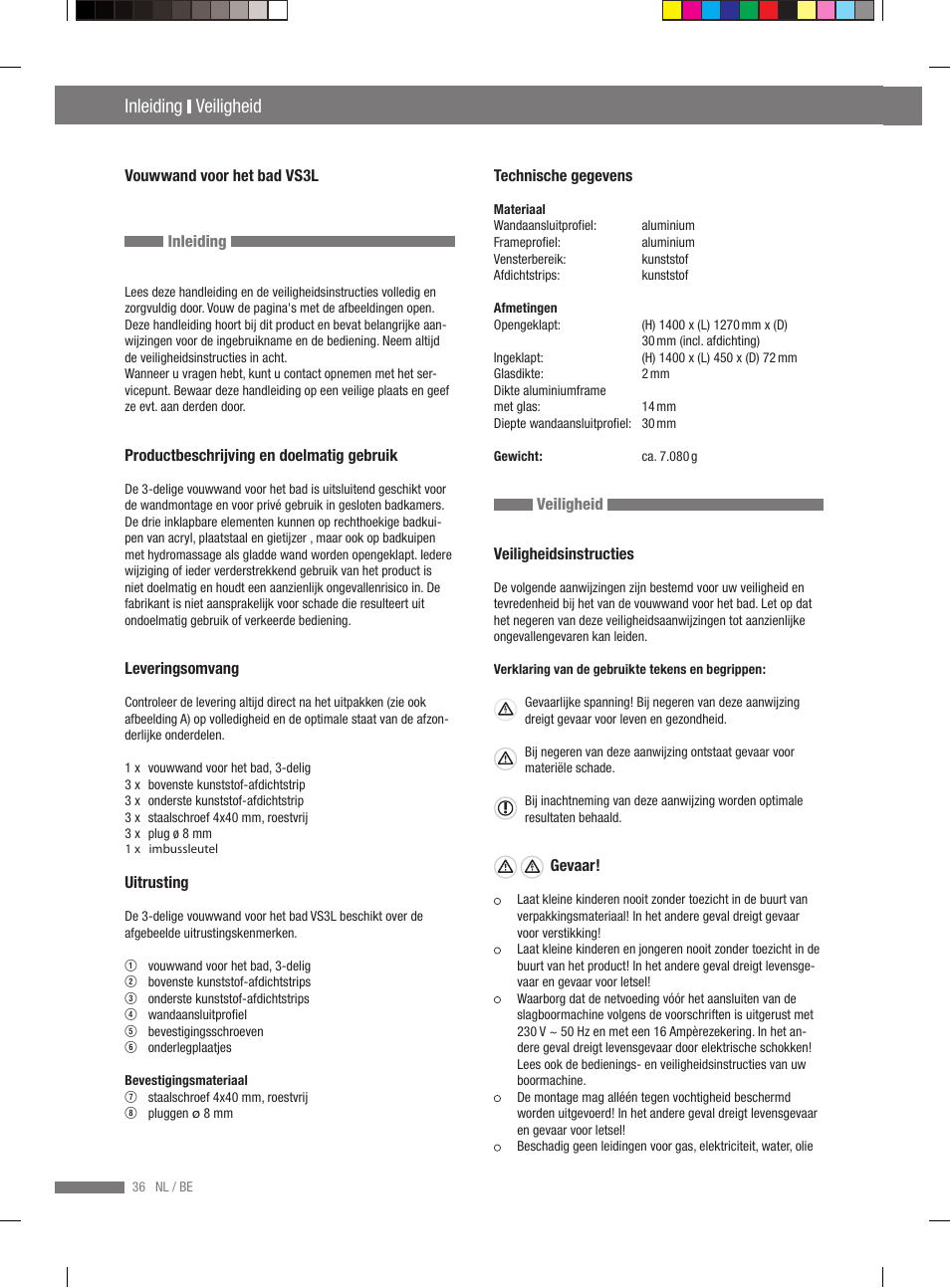 Veiligheid montage, Inleiding veiligheid | Miomare VS3L User Manual | Page 34 / 70