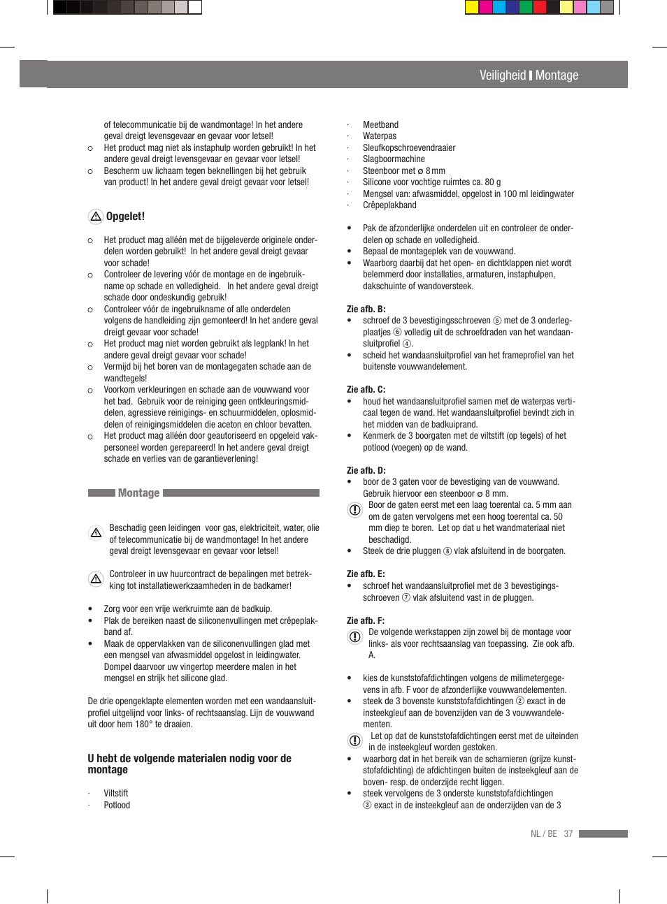 Veiligheid montage, Inleiding veiligheid | Miomare VS3L User Manual | Page 35 / 70