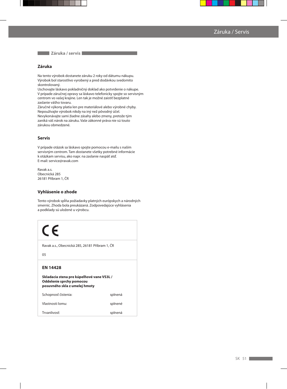 Záruka / servis | Miomare VS3L User Manual | Page 49 / 70