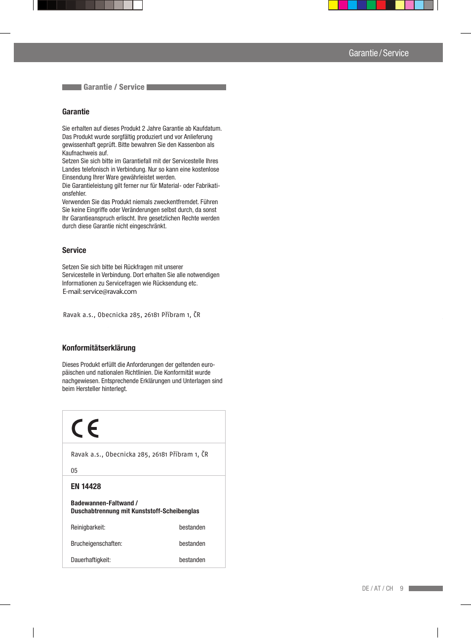 Montage gebrauch reinigung und wartung entsorgung, Garantie / service | Miomare VS3L User Manual | Page 7 / 70