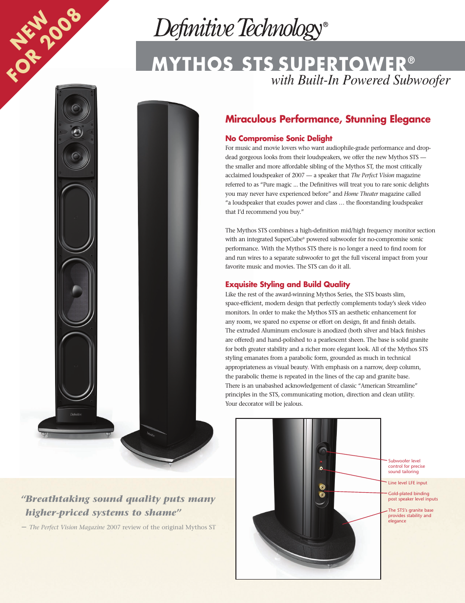 Definitive Technology Mythos STS User Manual | 2 pages