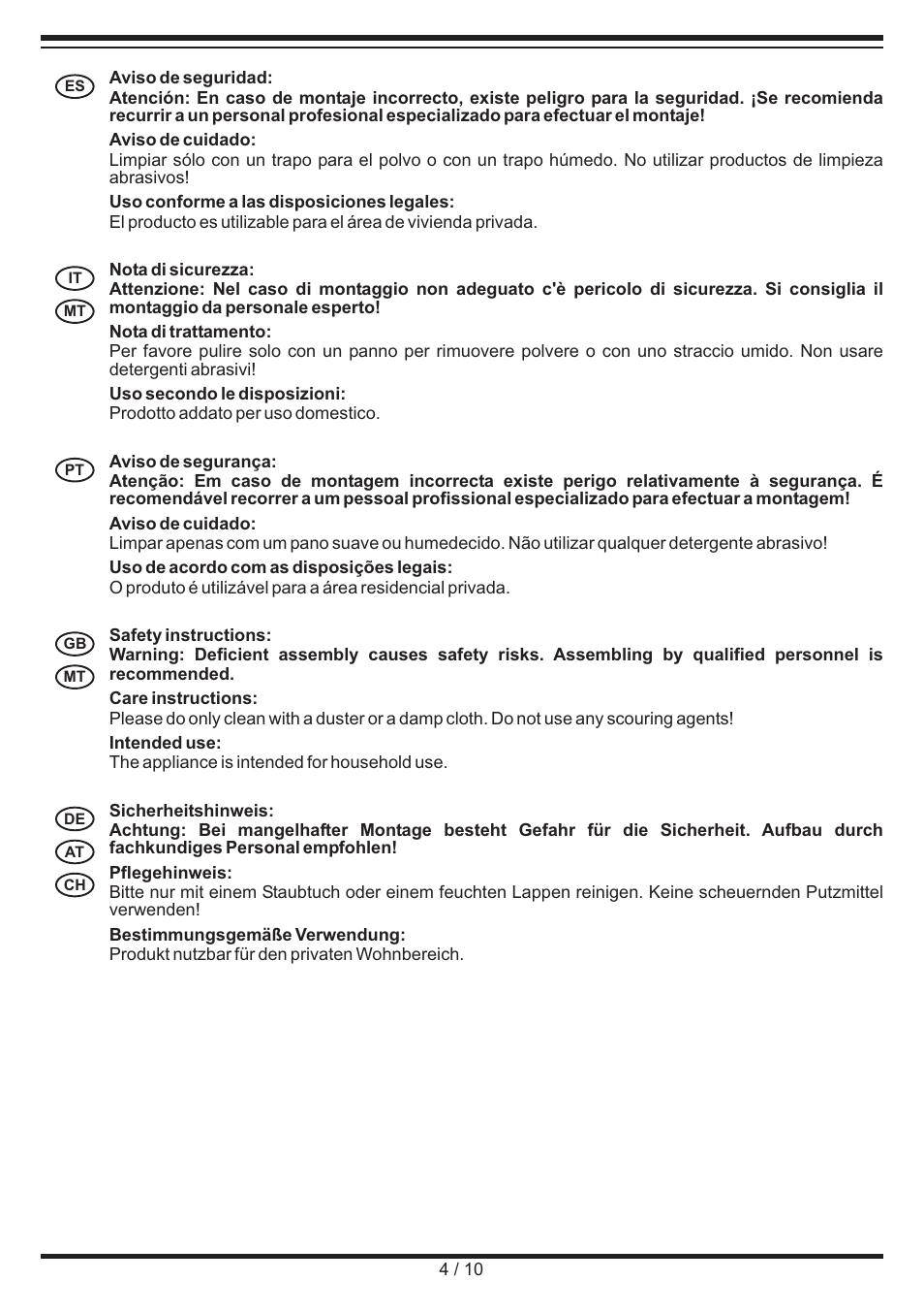 Miomare Side Cabinet User Manual | Page 4 / 10