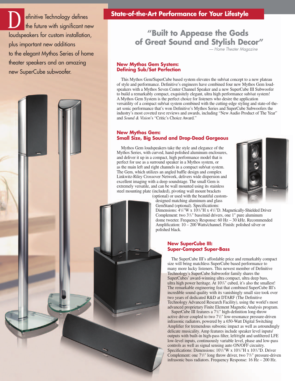State-of-the-art performance for your lifestyle | Definitive Technology Eight On-Wall Plasma Solution User Manual | Page 2 / 4