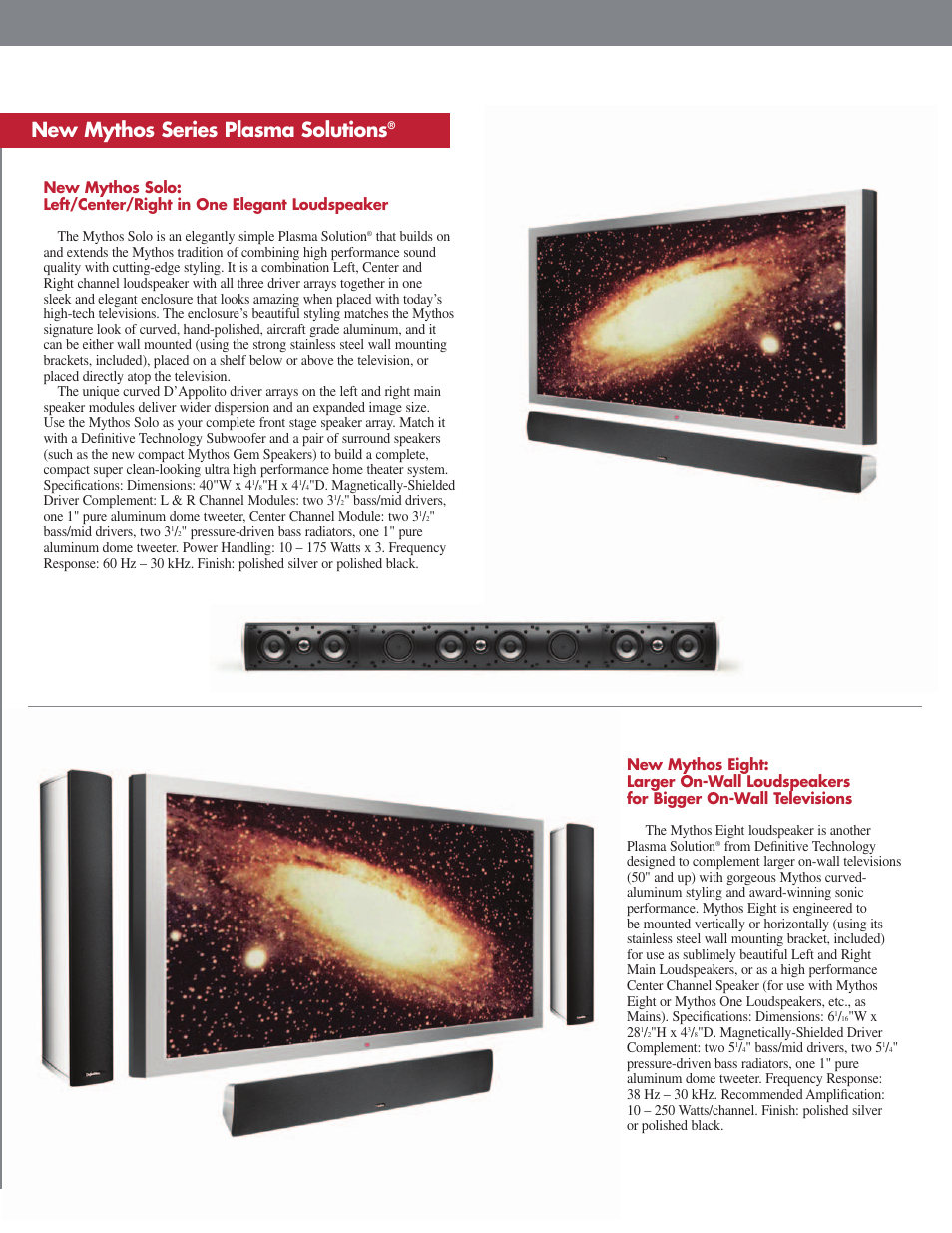 New mythos series plasma solutions | Definitive Technology Eight On-Wall Plasma Solution User Manual | Page 3 / 4