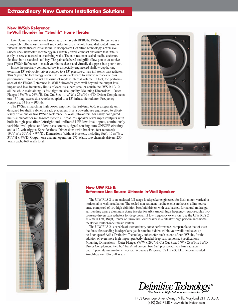 Extraordinary new custom installation solutions | Definitive Technology Eight On-Wall Plasma Solution User Manual | Page 4 / 4