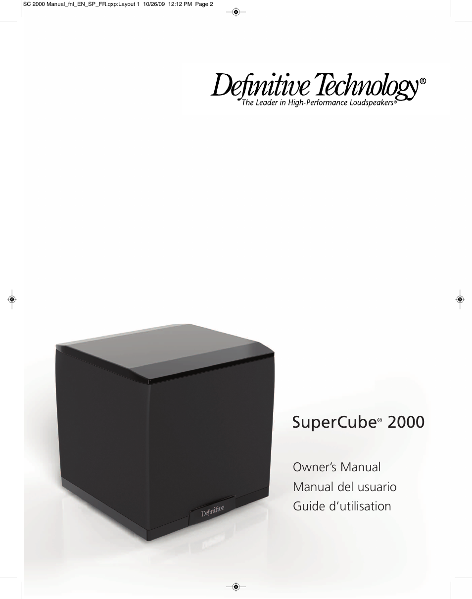 Definitive Technology SUPERCUBE 2000 User Manual | 12 pages