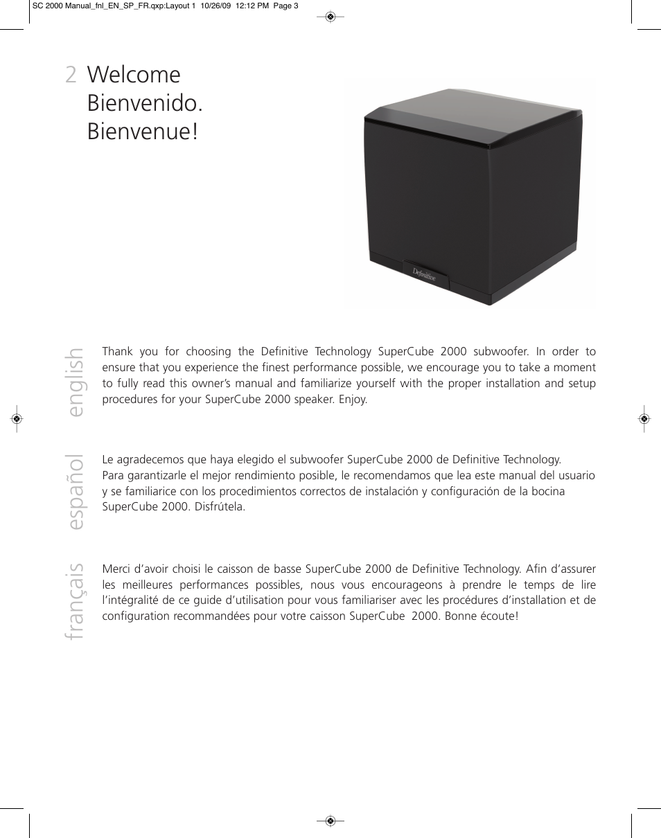 Definitive Technology SUPERCUBE 2000 User Manual | Page 2 / 12