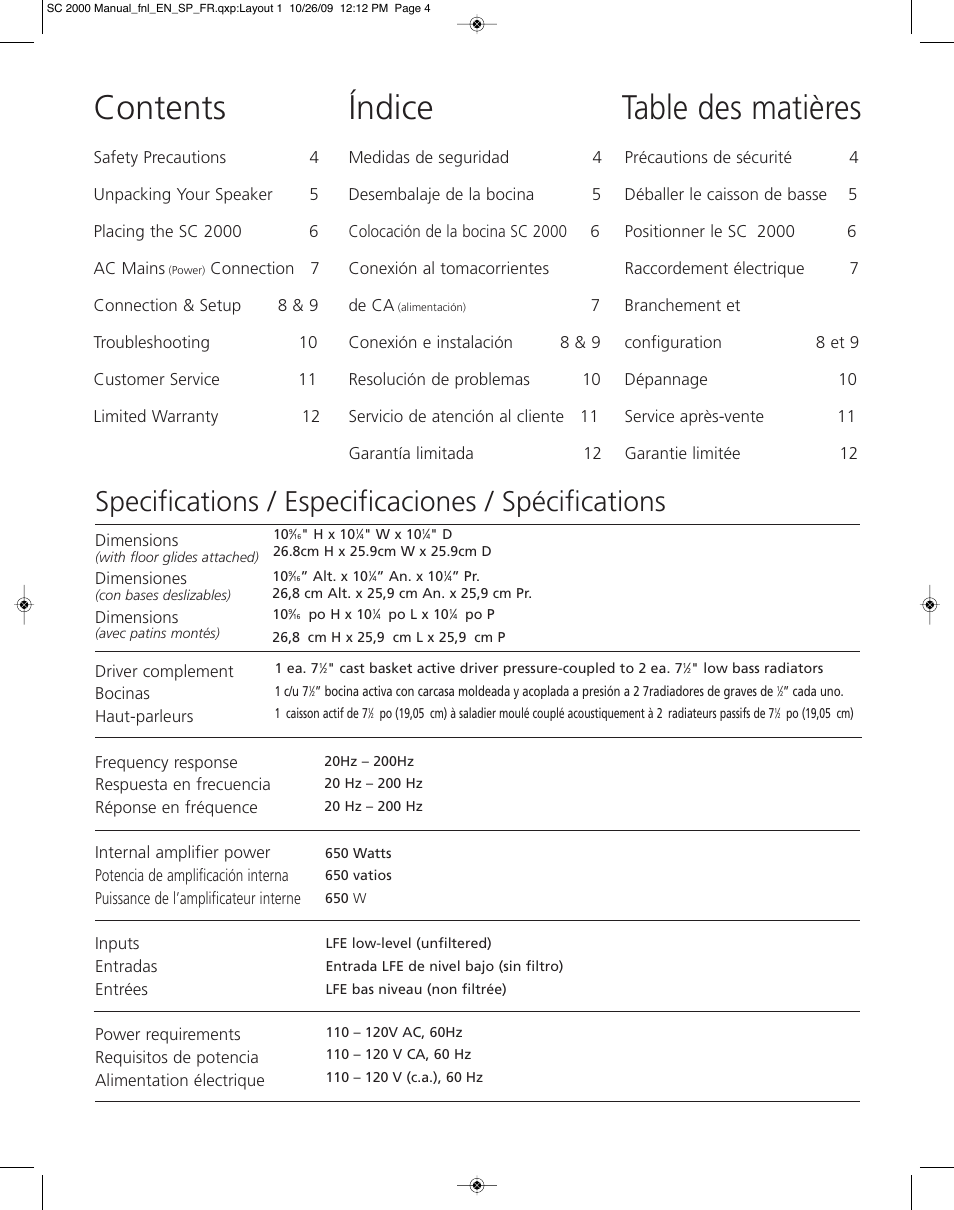 Definitive Technology SUPERCUBE 2000 User Manual | Page 3 / 12