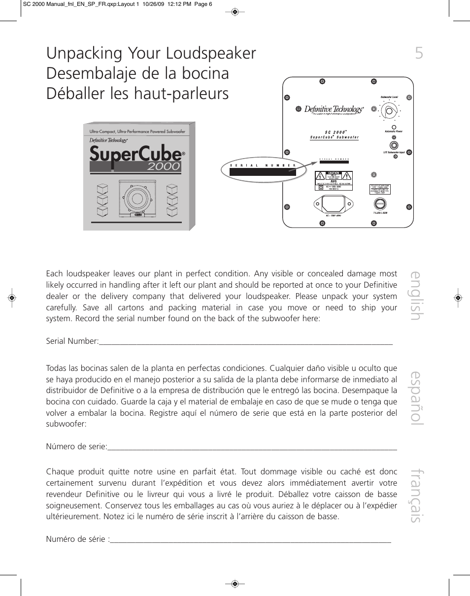 Su ercube | Definitive Technology SUPERCUBE 2000 User Manual | Page 5 / 12