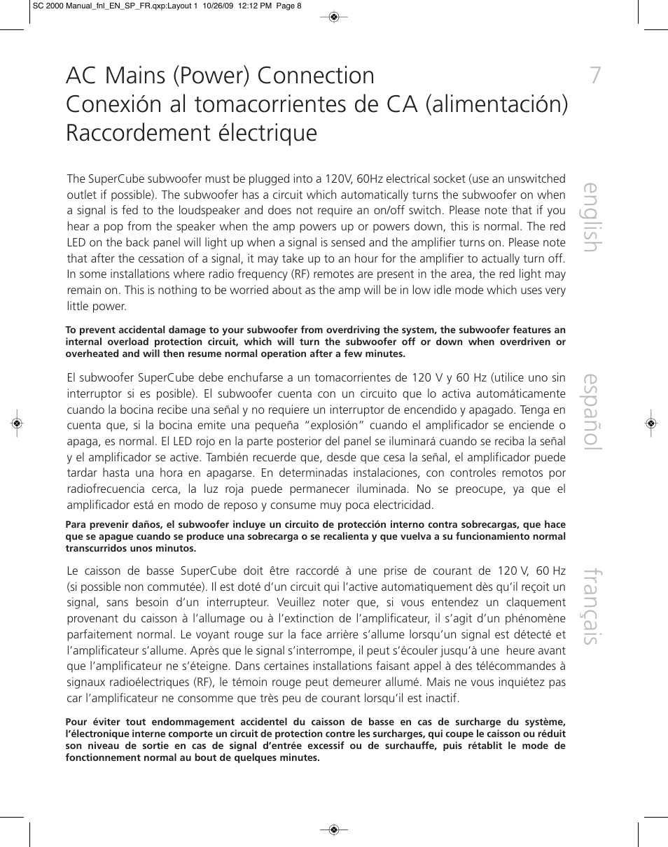 Definitive Technology SUPERCUBE 2000 User Manual | Page 7 / 12