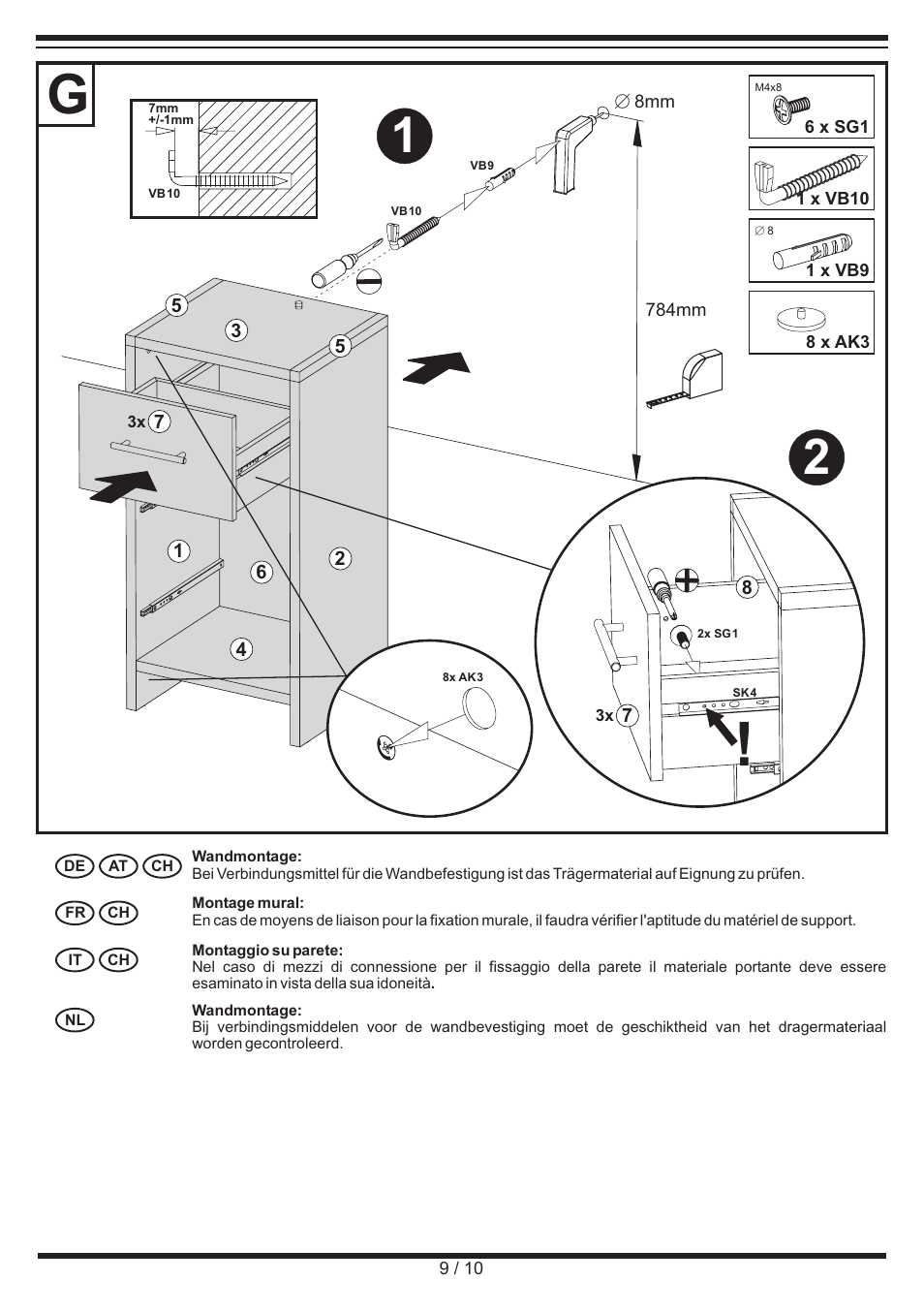 Miomare Bathroom Drawer Unit User Manual | Page 9 / 10