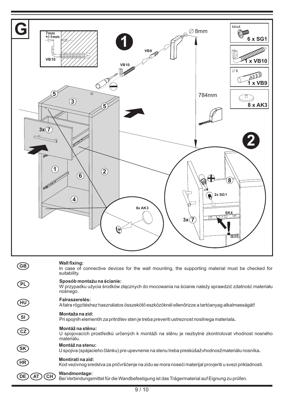 Miomare Bathroom Drawer Unit User Manual | Page 9 / 10