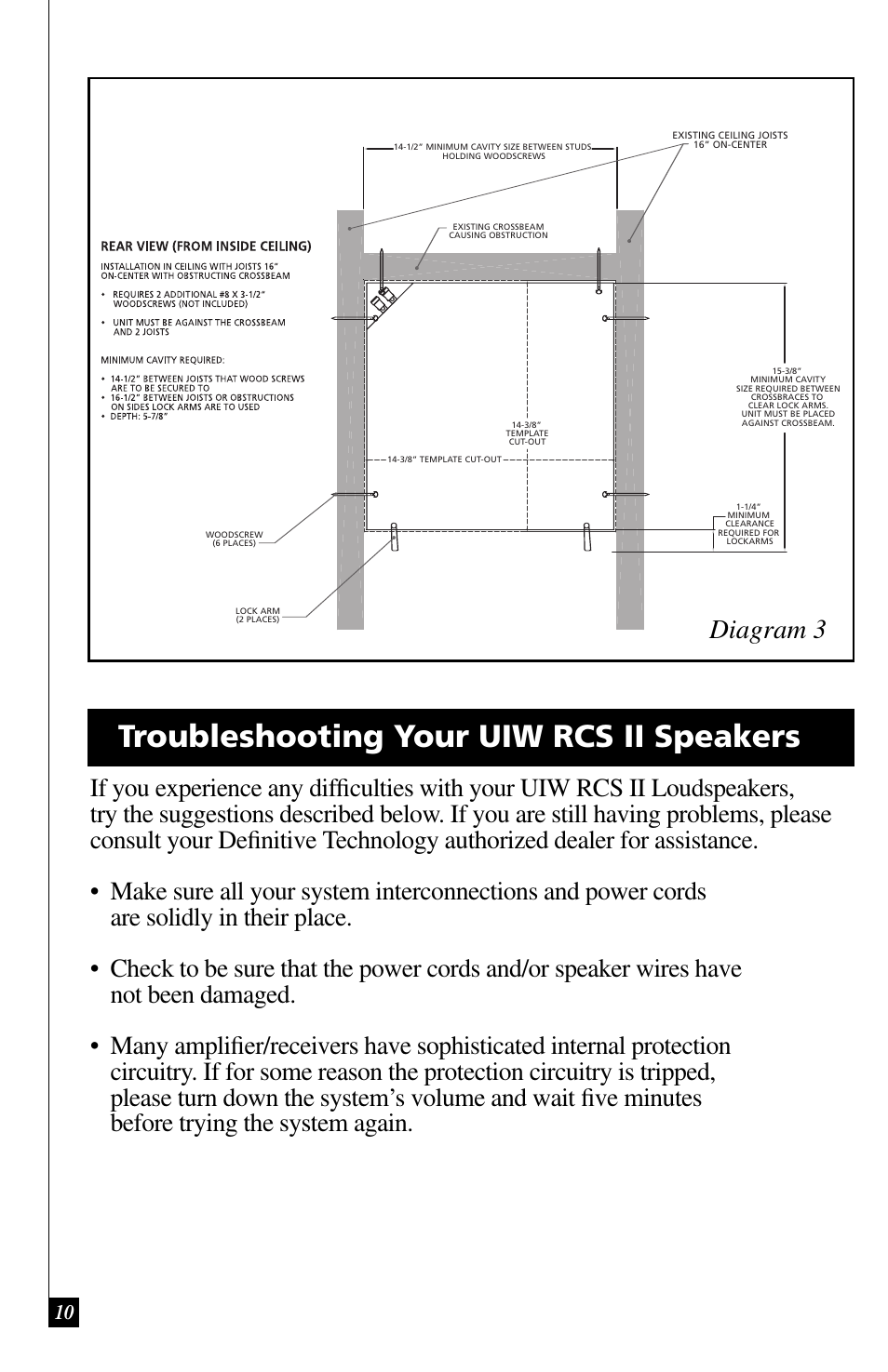 Troubleshooting your uiw rcs ii speakers, Diagram 3 | Definitive Technology UIW RCS II User Manual | Page 10 / 12