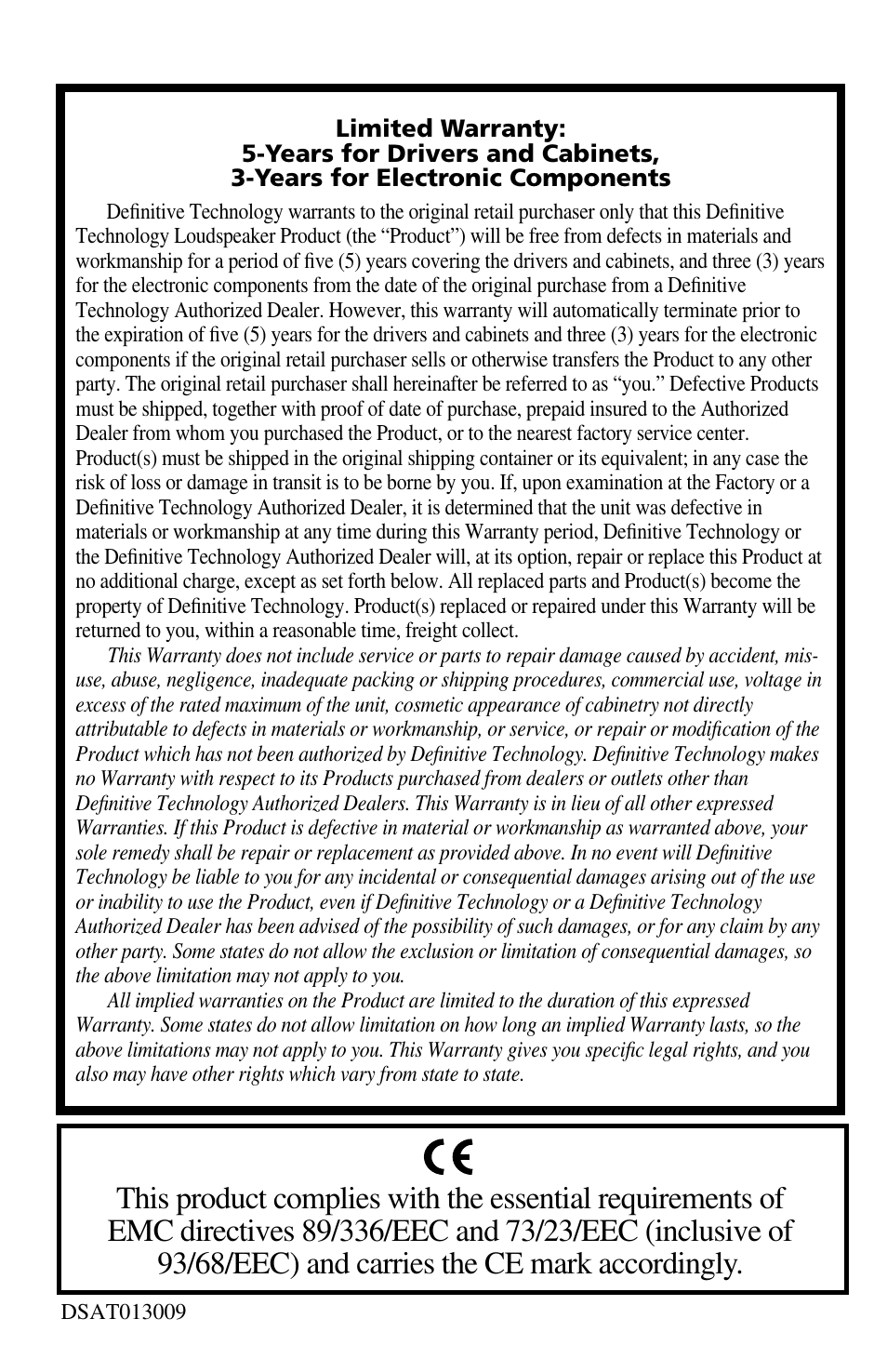 Definitive Technology UIW RCS II User Manual | Page 12 / 12