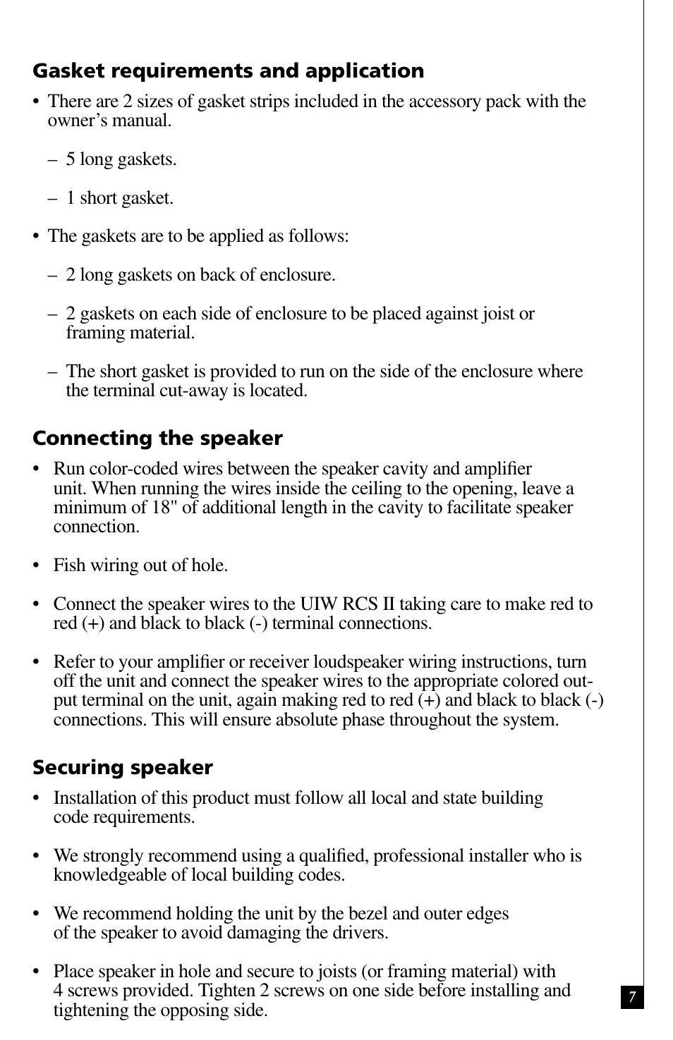 Definitive Technology UIW RCS II User Manual | Page 7 / 12