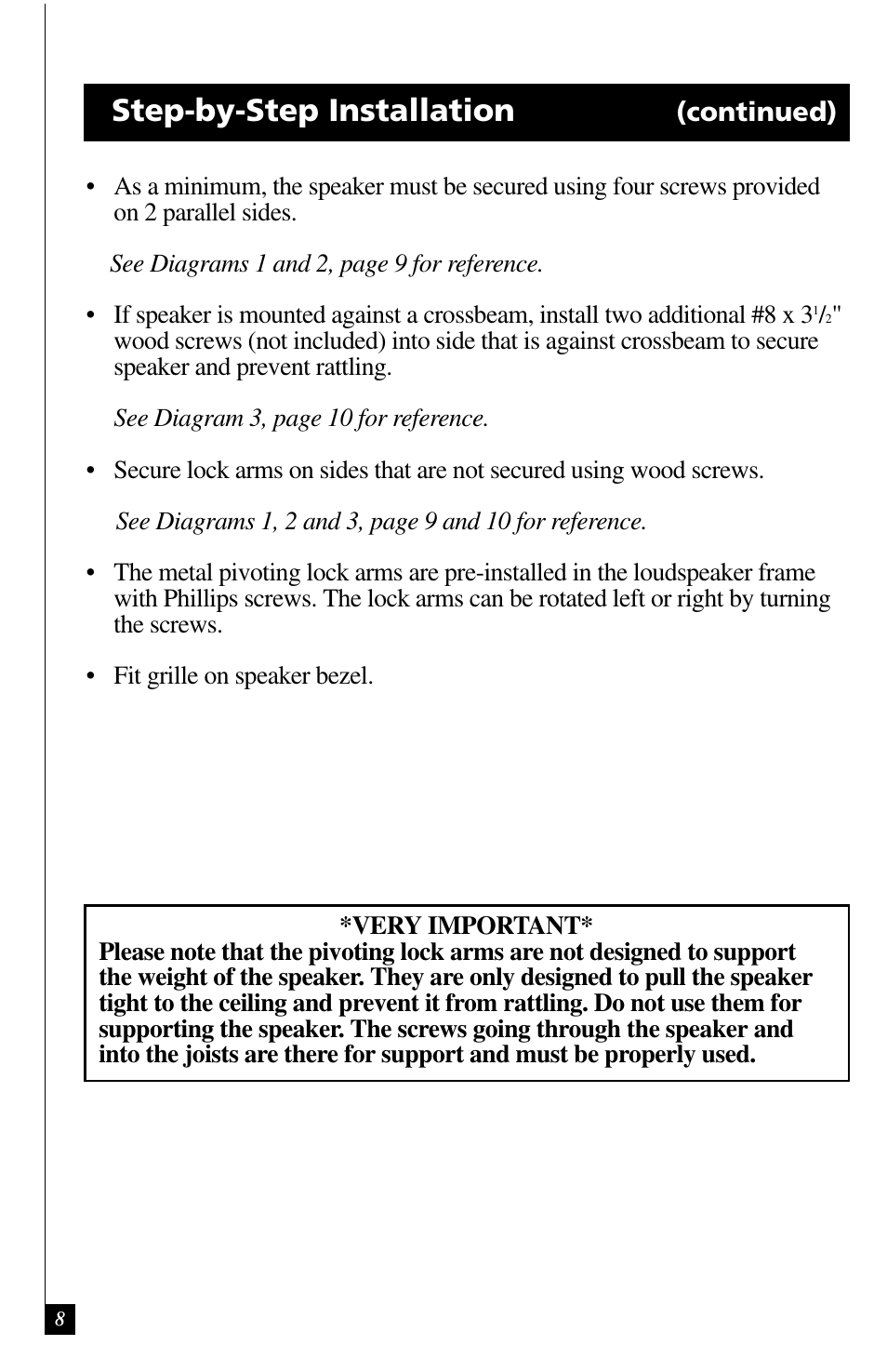 Step-by-step installation | Definitive Technology UIW RCS II User Manual | Page 8 / 12