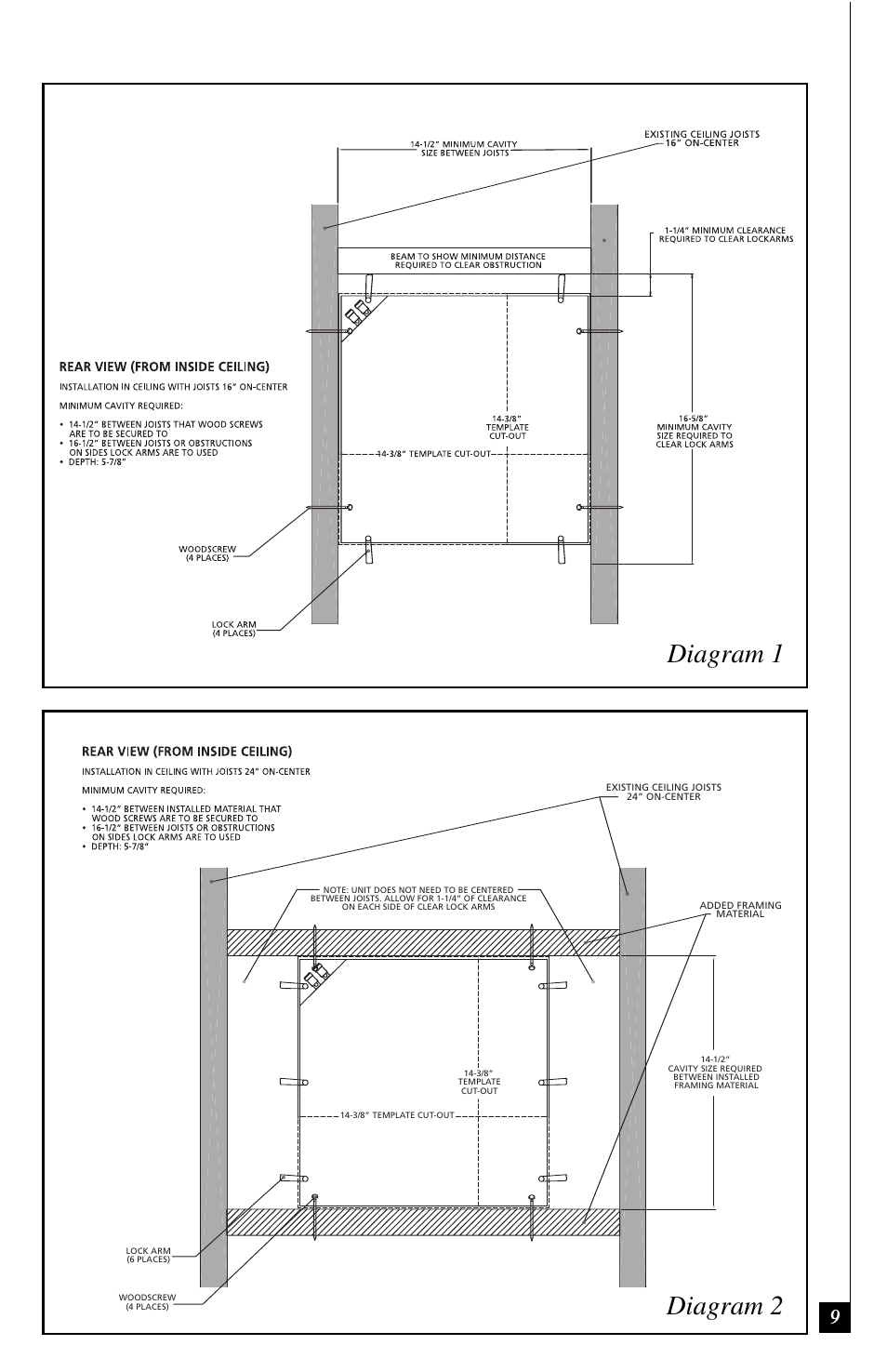 Diagram 1 diagram 2 | Definitive Technology UIW RCS II User Manual | Page 9 / 12