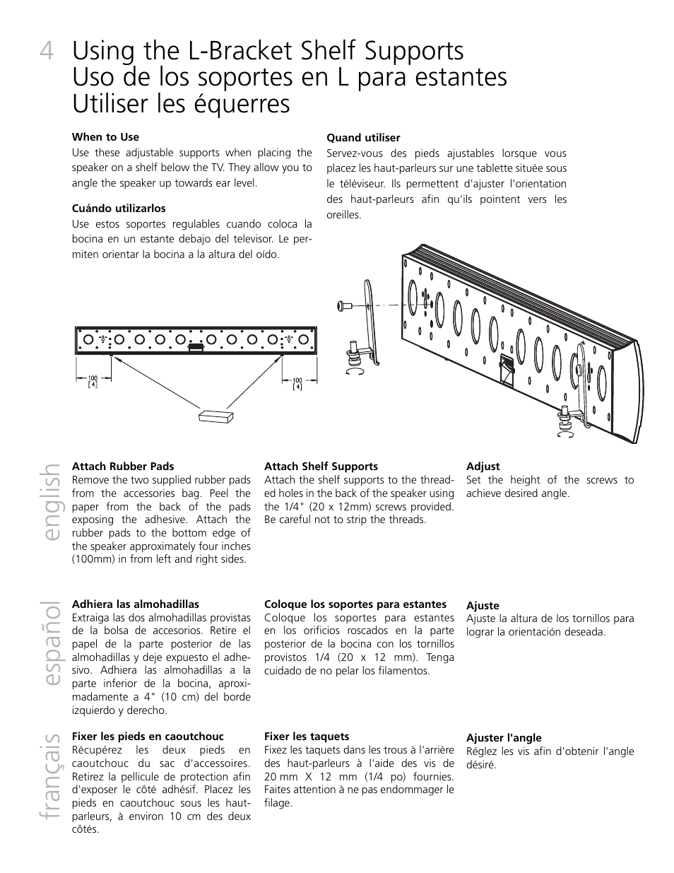 4english español français | Definitive Technology MYTHOS XTR-SSA5 User Manual | Page 4 / 16