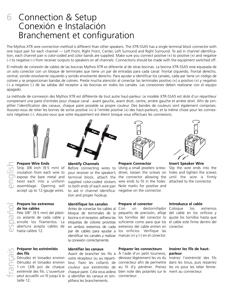 English español français | Definitive Technology MYTHOS XTR-SSA5 User Manual | Page 6 / 16