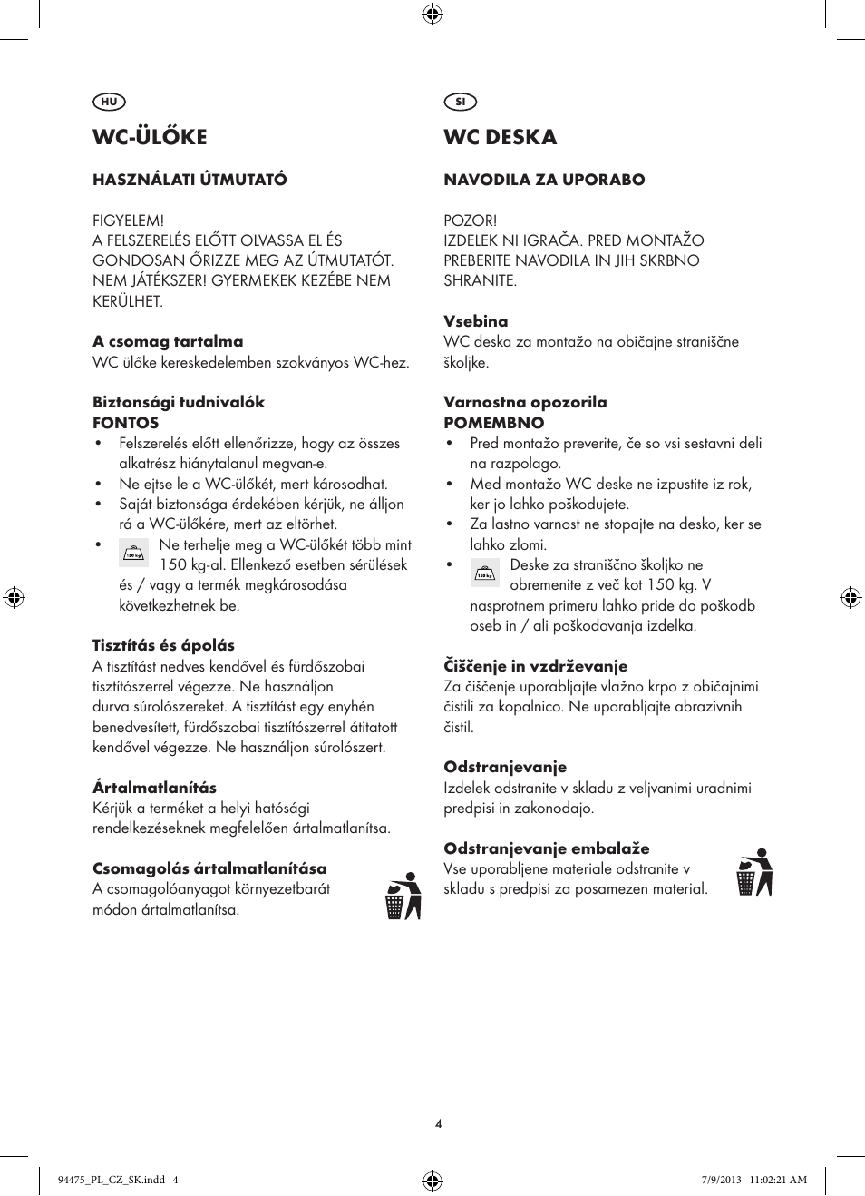Wc-ülőke, Wc deska | Miomare Z31737A/Z31737B User Manual | Page 4 / 7