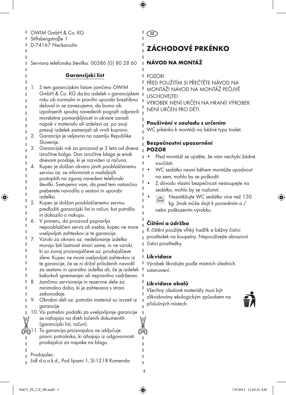 Záchodové prkénko | Miomare Z31737A/Z31737B User Manual | Page 5 / 7