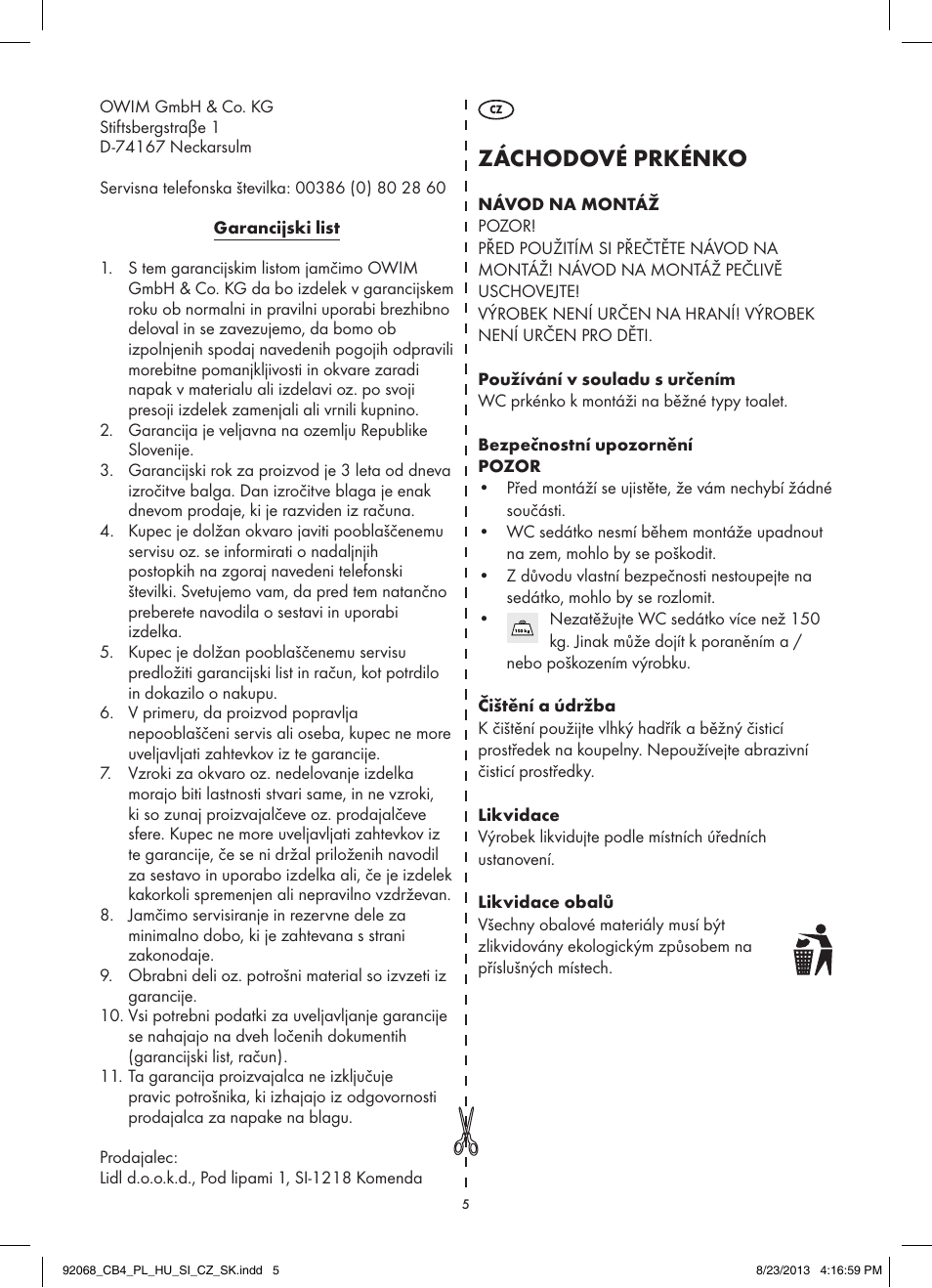 Záchodové prkénko | Miomare Z31590A / Z31590B / Z31590C / Z31590D User Manual | Page 5 / 7