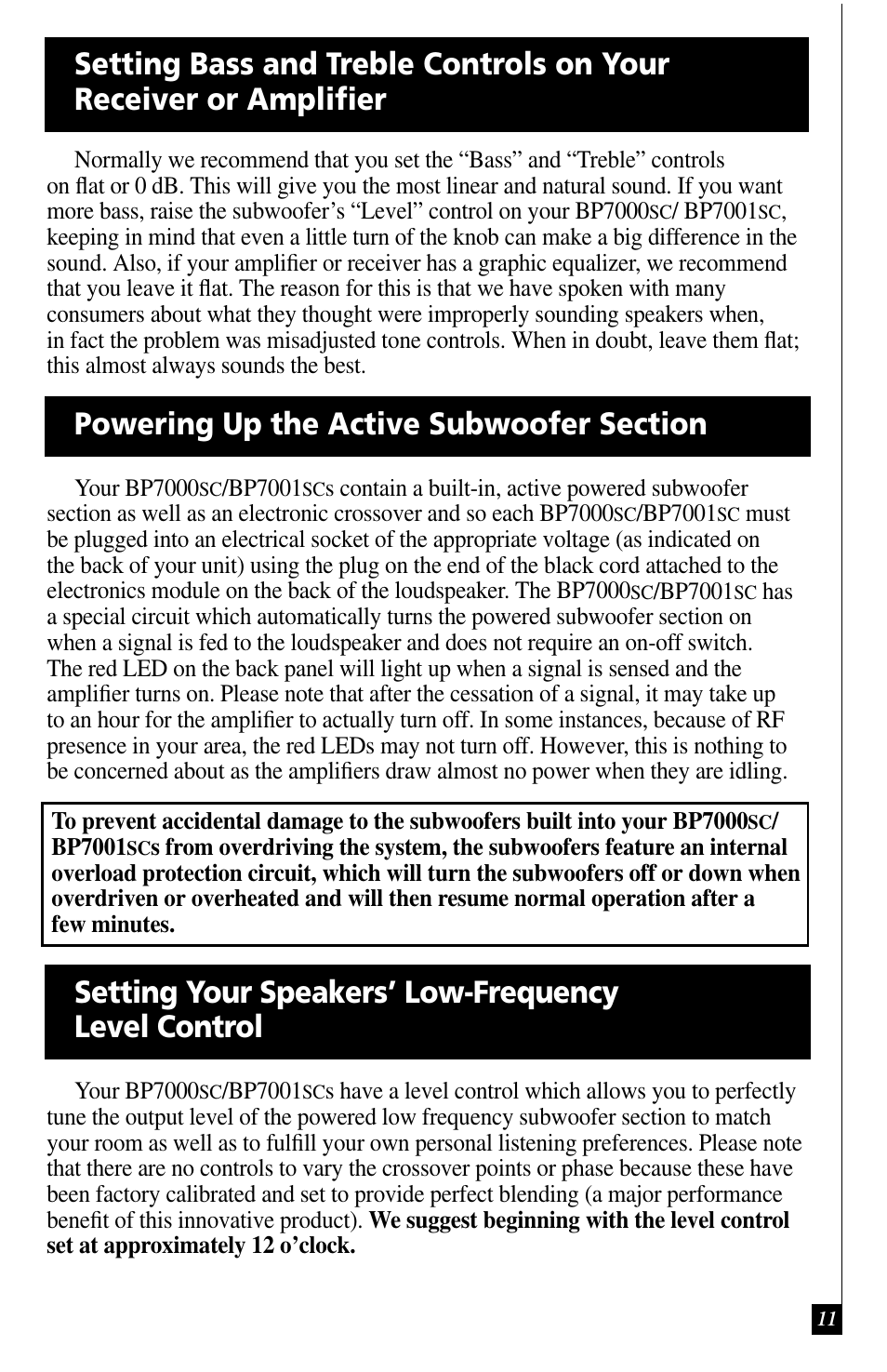 Definitive Technology BP7001SC User Manual | Page 11 / 15