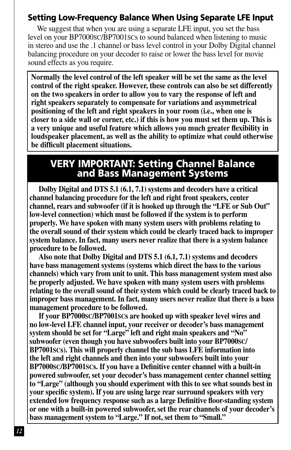 Definitive Technology BP7001SC User Manual | Page 12 / 15