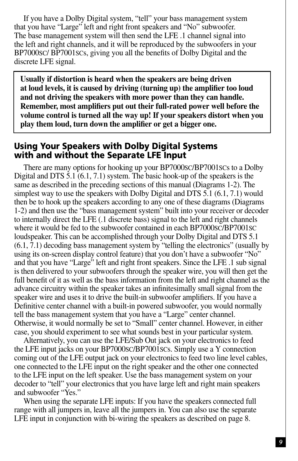 Definitive Technology BP7001SC User Manual | Page 9 / 15