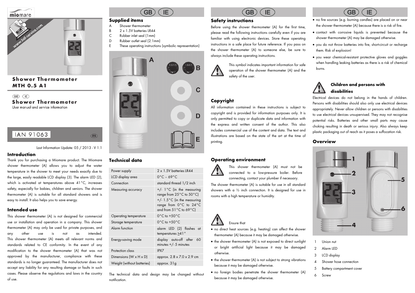 Miomare MTH 0.5 A1 User Manual | 6 pages