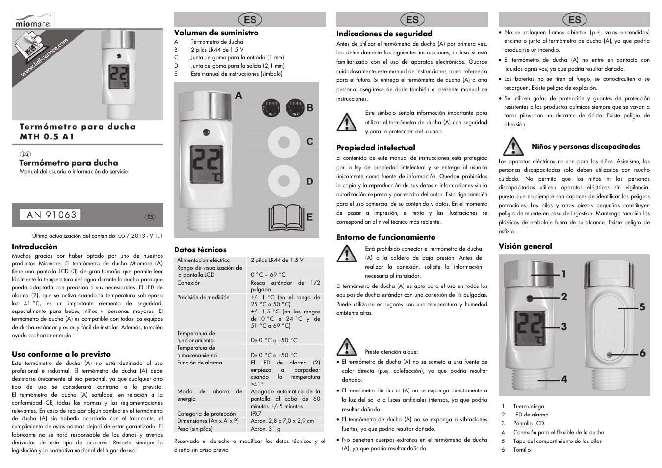 Introducción, Uso conforme a lo previsto, Volumen de suministro | Datos técnicos, Indicaciones de seguridad, Propiedad intelectual, Entorno de funcionamiento, Visión general | Miomare MTH 0.5 A1 User Manual | Page 3 / 6