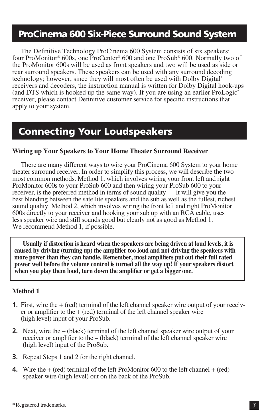Definitive Technology PROCINEMA 600 User Manual | Page 3 / 12