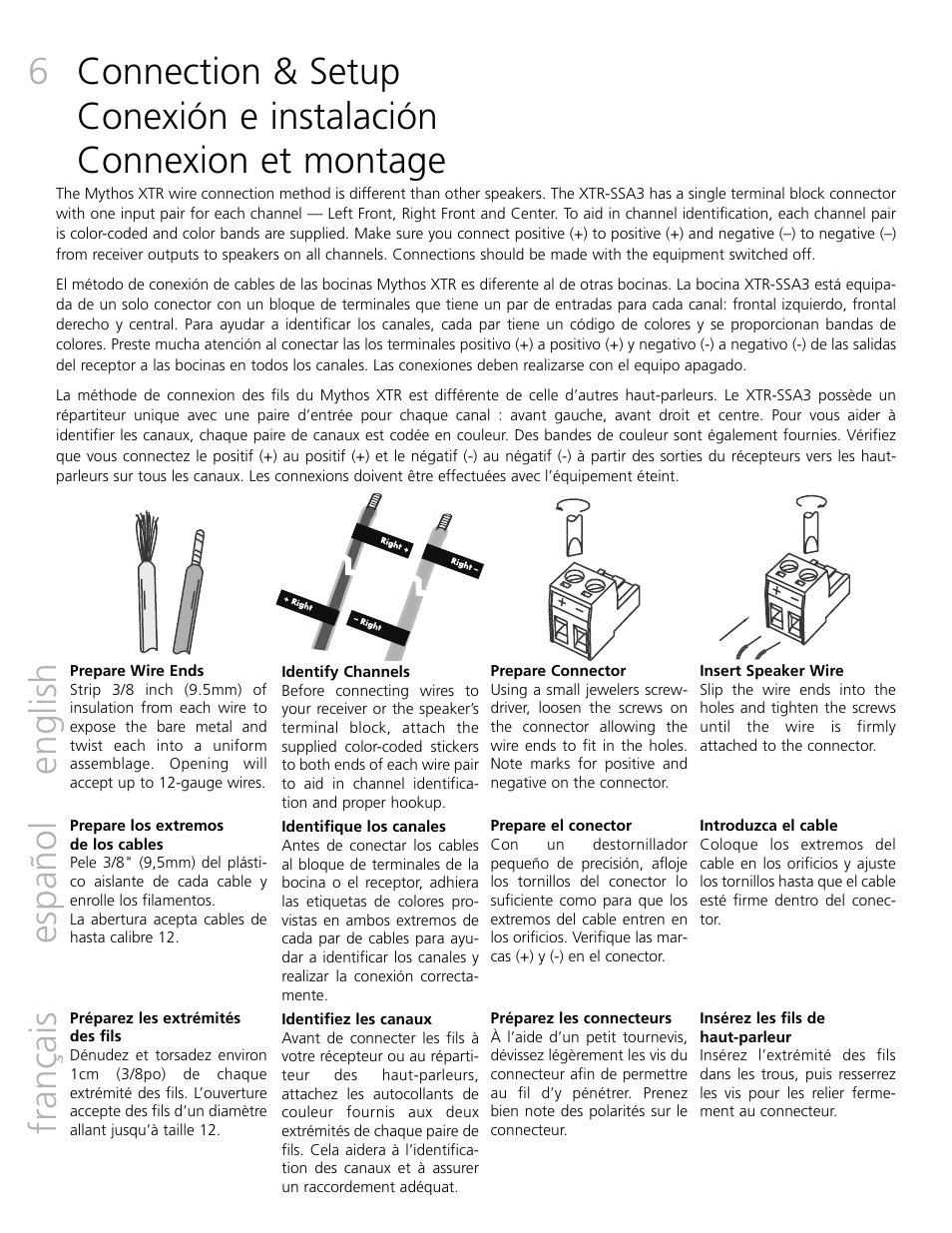 English español français | Definitive Technology Mythos XTR-SSA3 User Manual | Page 6 / 16