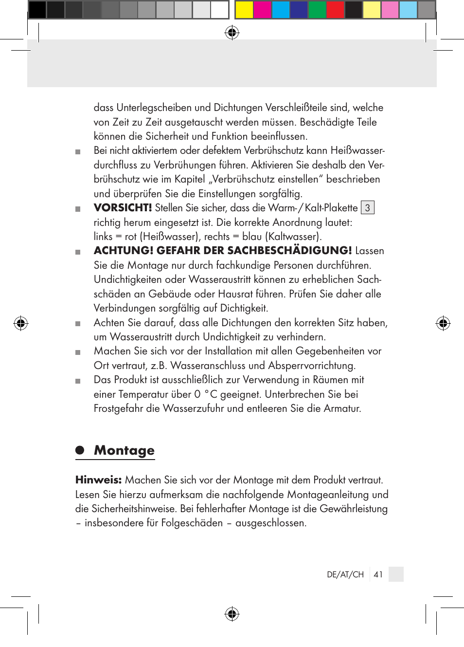 Montage | Miomare Single-lever mixer User Manual | Page 41 / 69
