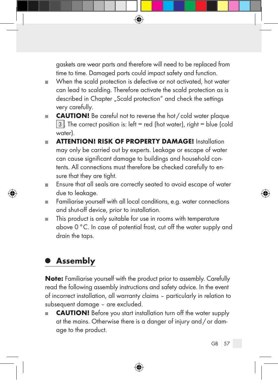 Assembly | Miomare Single-lever mixer User Manual | Page 57 / 69