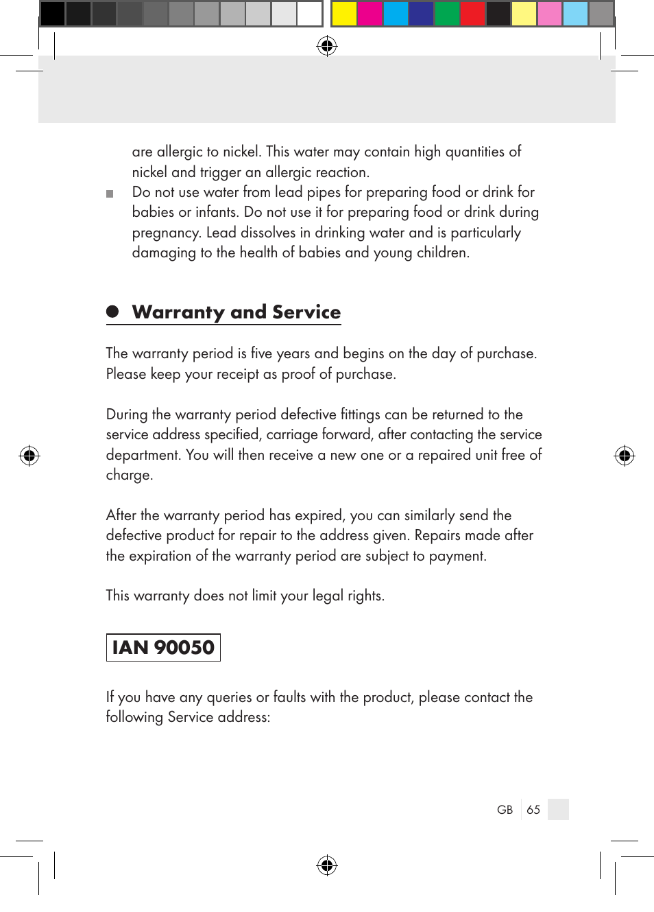 Warranty and service | Miomare Single-lever mixer User Manual | Page 65 / 69