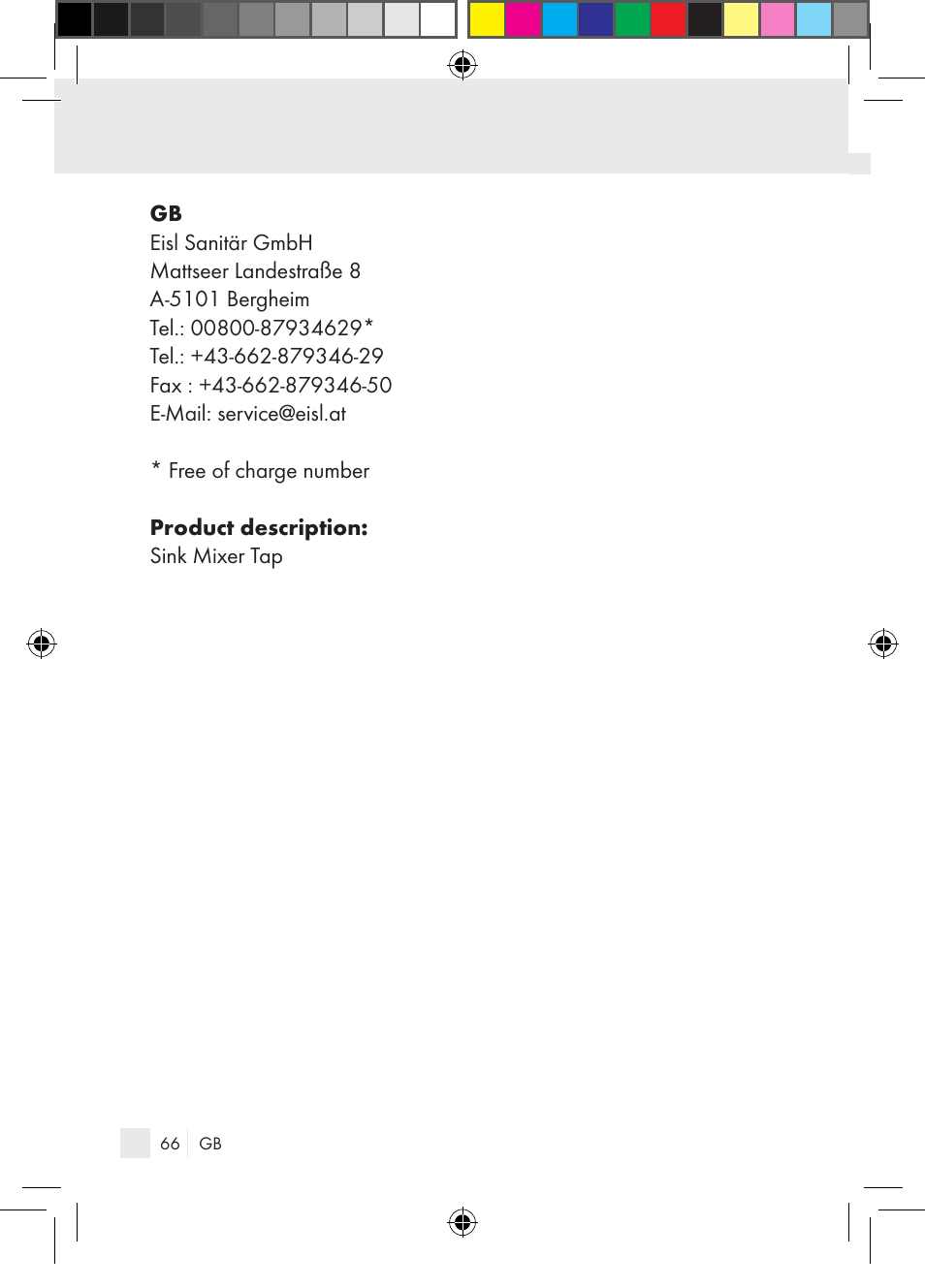 Miomare Single-lever mixer User Manual | Page 66 / 69