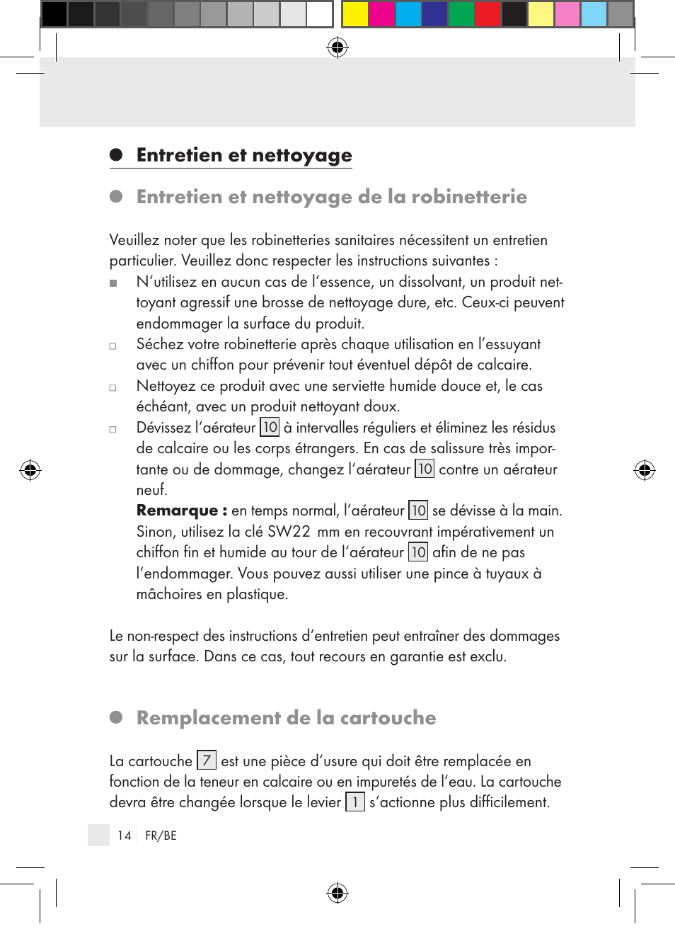 Remplacement de la cartouche | Miomare Single-lever mixer User Manual | Page 14 / 65