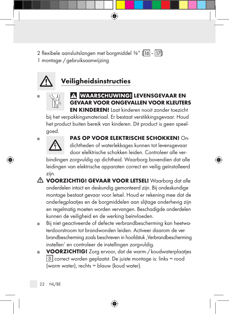 Veiligheidsinstructies | Miomare Single-lever mixer User Manual | Page 22 / 65