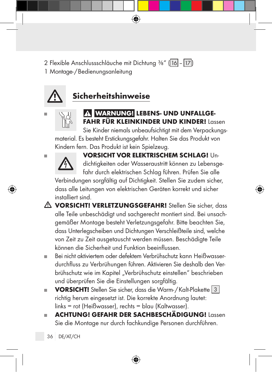 Sicherheitshinweise | Miomare Single-lever mixer User Manual | Page 36 / 65