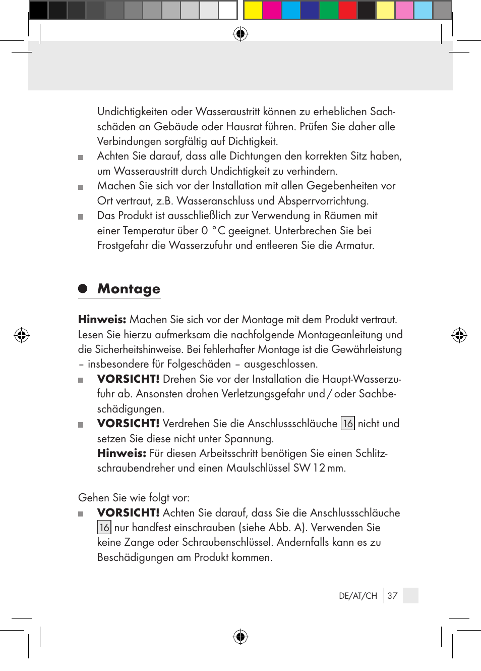 Montage | Miomare Single-lever mixer User Manual | Page 37 / 65