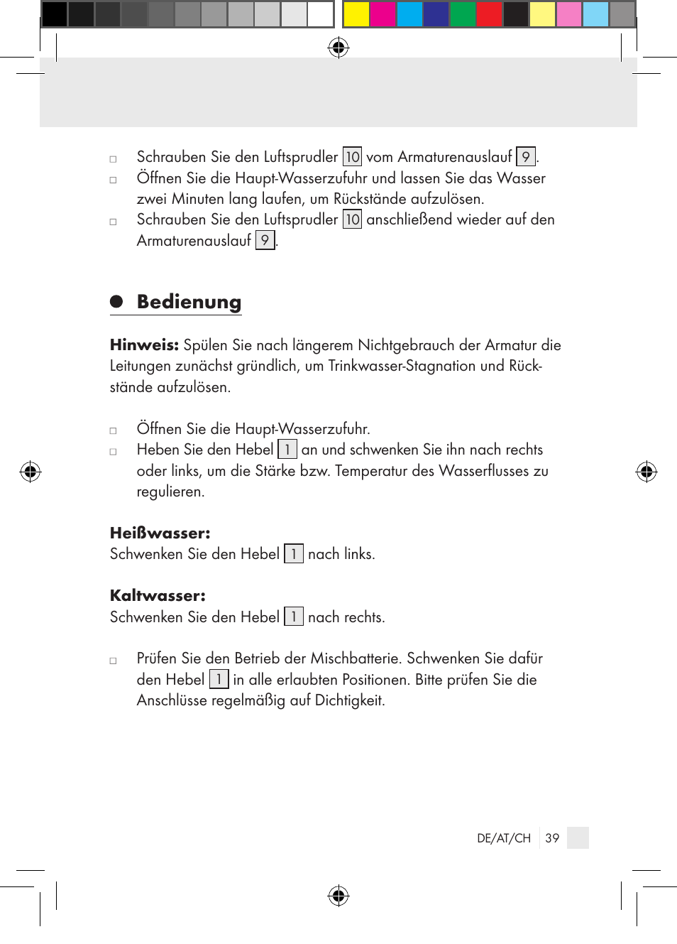 Bedienung | Miomare Single-lever mixer User Manual | Page 39 / 65